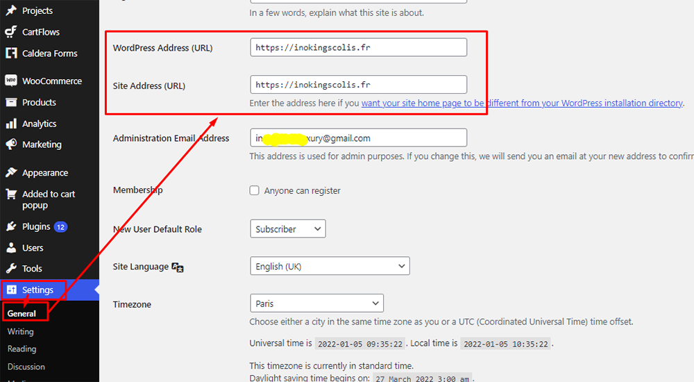 Change WordPress Site URL